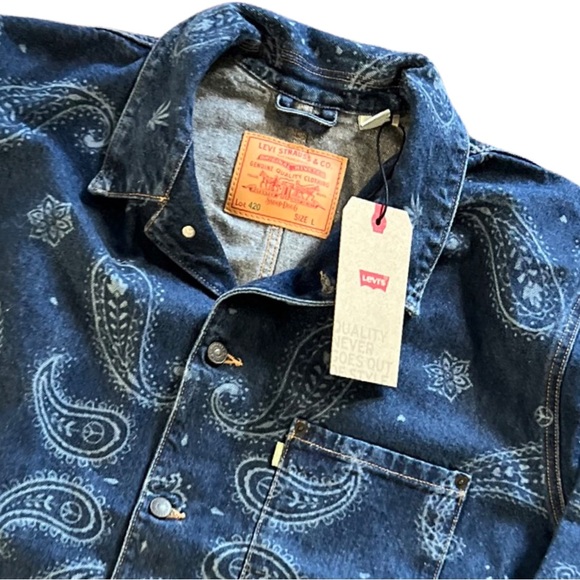 Levi’s X Snoop Dogg LOT 420 Paisley Denim Trucker Jacket Green Tab Unreleased - Picture 7 of 16